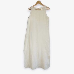 Francesca Bettini Linen Sleeveless Maxi Dress Size S Made in Italy Beige Neutral